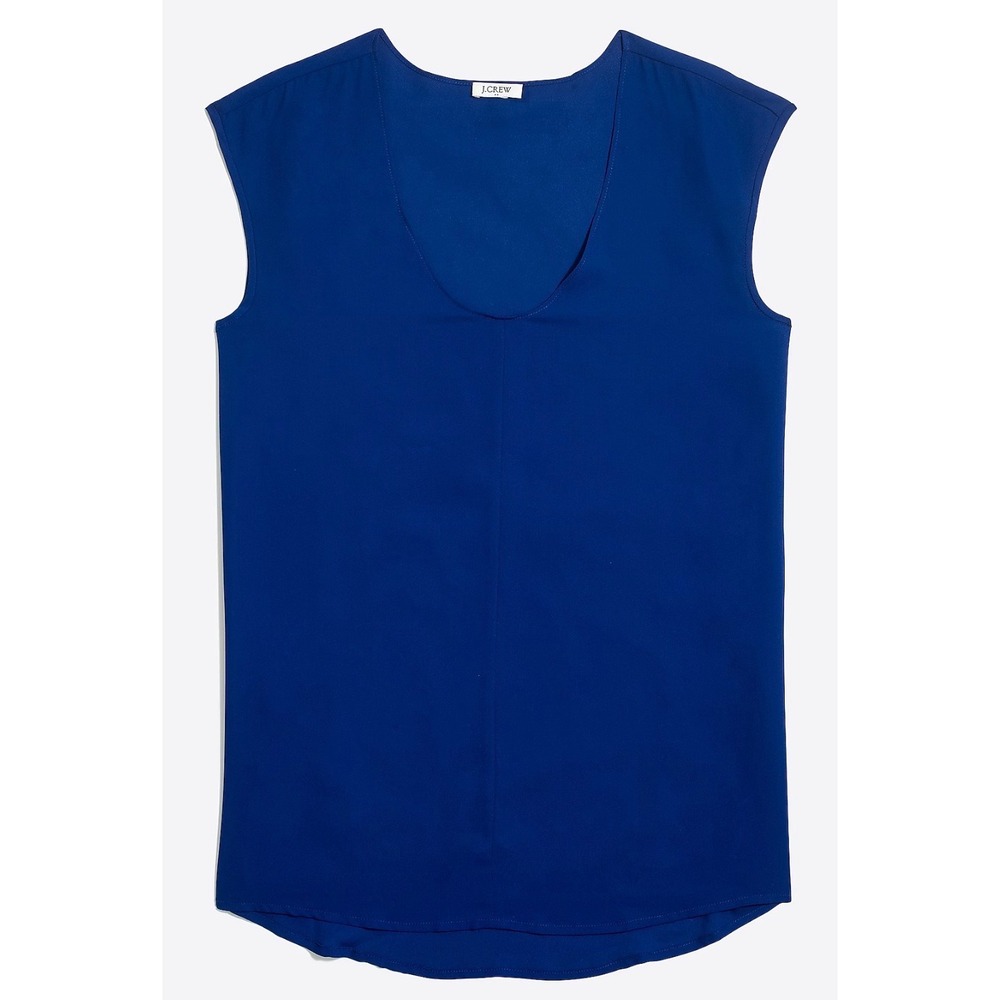 J.Crew Women Baroque Blue Cap-Sleeve Shirttail Top H5387 Size 12